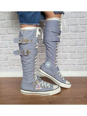 ⭐Converse Chuck Taylor XXHi Buckles 7 Women's Knee-high Boots Shoes Gray A11892C